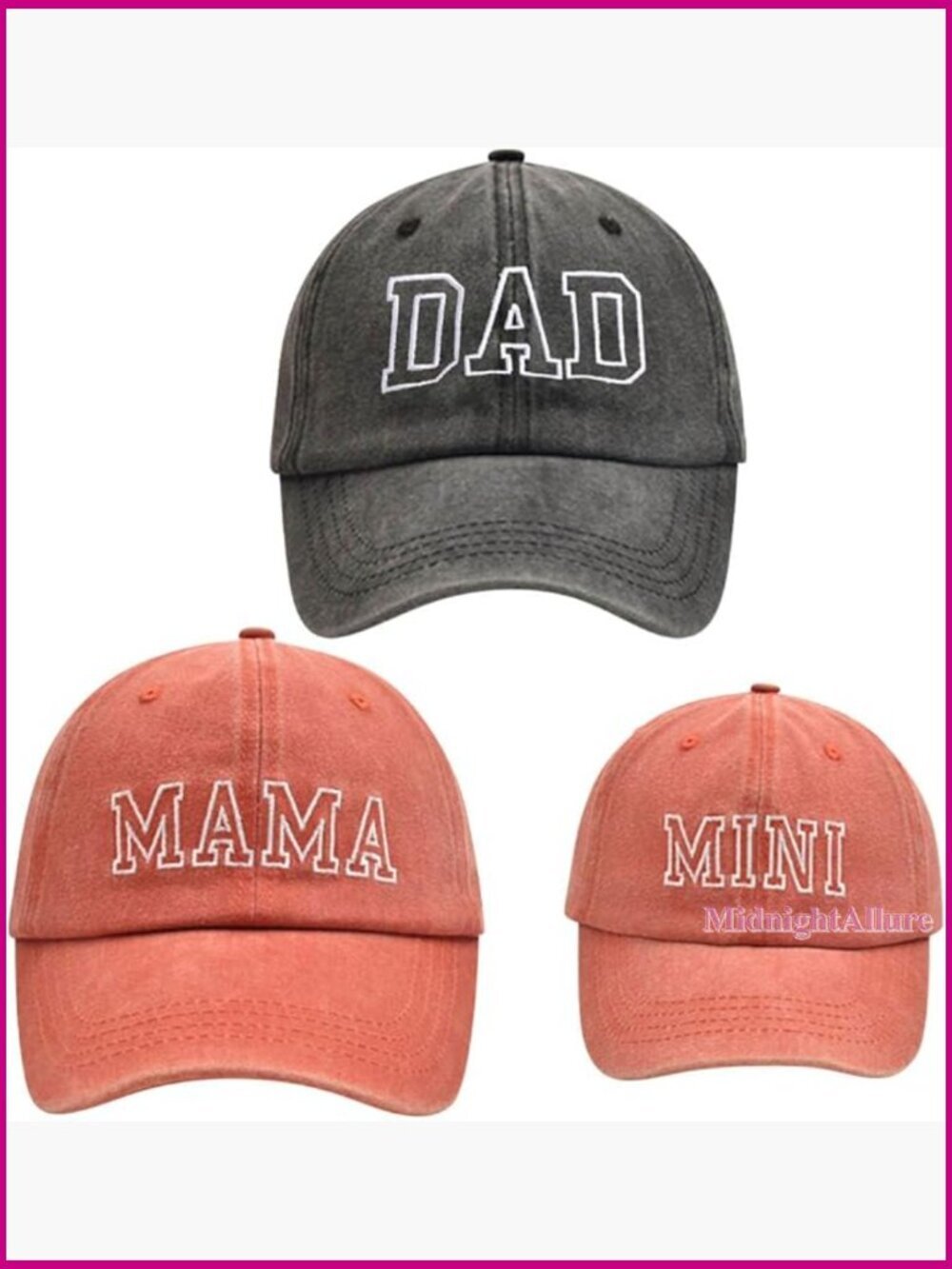 3 Pack Matching Parent-Child Baseball Caps Adjustable Mama Dad Mini